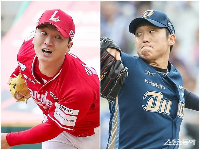 SSG 김건우(왼쪽)와 NC 구창모가 이번 포스트시즌에서 강렬한 인상을 남겼다. 이들 2명은 좌완 계보가 흐릿해졌던 한국야구에도 희망을 비췄다. 사진제공｜SSG 랜더스·NC 다이노스