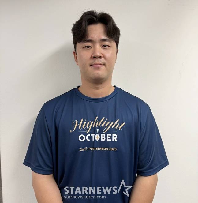 NC 김형준이 7일 열린 2025 KBO 와일드카드 결정전 2차전 종료 후 인터뷰를 하고 있다. /사진=양정웅 기자