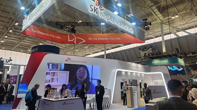 6월 16일(현지 시각) 미국 보스턴에서 열린 바이오USA SK바이오팜 부스 앞. /허지윤 기자