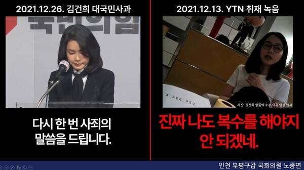 ▲노종면 민주당 의원이 14일 국회 과학기술정보방송통신위원회 국정감사에서 공개한 김건희 여사와 YTN 기자의 통화 녹취. 사진=노종면 의원실