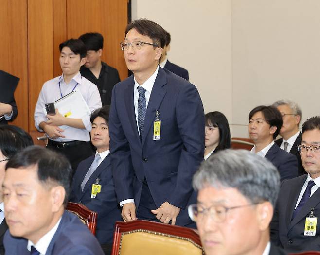 박대준 쿠팡 대표이사가 14일 국회 과학기술정보방송통신위원회에서 열린 2025년도 국정감사에 출석해 인사하고 있다. (사진=연합뉴스)