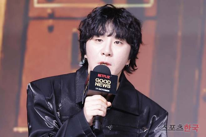 넷플릭스 영화 '굿뉴스' 제작보고회에 참석한 변성현 감독. 25.10.14 ⓒ이혜영 기자 lhy@hankooki.com