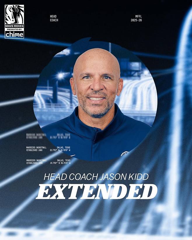 15일 댈러스와의 연장 계약을 체결한 키드 감독. 사진=댈러스 SNS