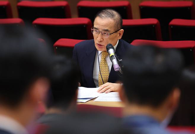 위성락&nbsp;국가안보실장이 15일 용산 대통령실에서 최근 캄보디아에서 발생한 한국인 대상 납치·감금 범죄 대응 현황 관련 브리핑을 하고 있다. ⓒ연합뉴스