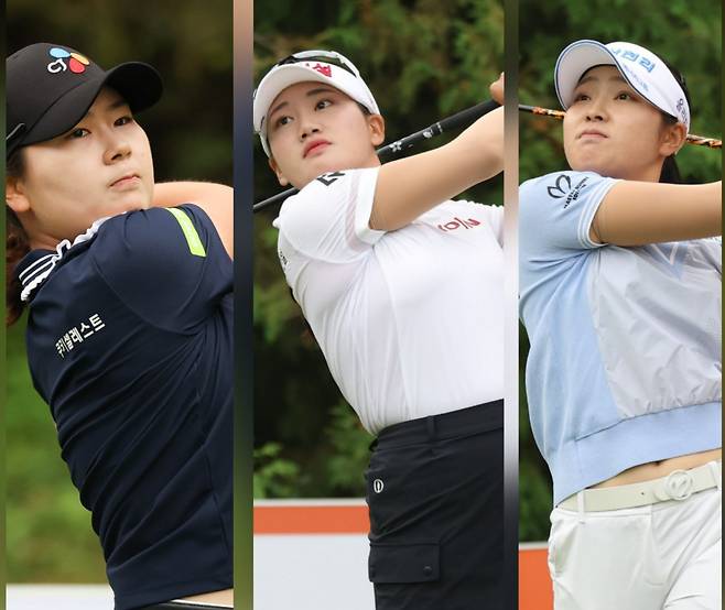 치열한 상금왕 경쟁을 벌이고 있는 홍정민과 노승희, 유현조(왼쪽부터). 사진제공  |  KLPGA