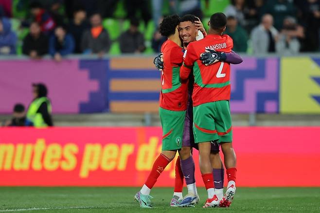 승리 후 기뻐하는 모로코 선수들. AFP연합뉴스