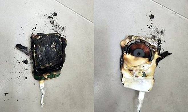 불에 탄 보조배터리. 시몬스 제공