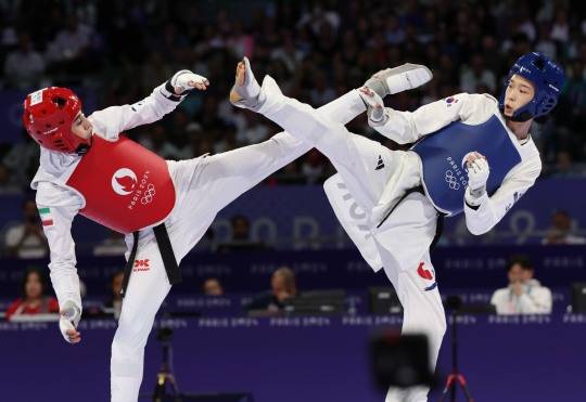 결승전 경기 펼치는 김유진. 사진[연합뉴스]