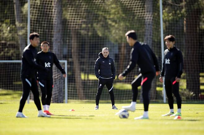 2022카타르월드컵 본선을 준비하던 2022년 1월 ‘벤투호’는 튀르키예 안탈리아에서 전지훈련을 하며 ‘옥석가리기’에 나섰다. 사진제공｜대한축구협회