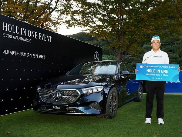 2025년 한국프로골프(KPGA) 투어 더채리티클래식에 출전한 김연섭 프로가 1라운드에서 홀인원을 기록하며, 부상으로 벤츠 차량을 받았다. 사진제공=KPGA (사진을 무단으로 사용하지 마십시오.)
