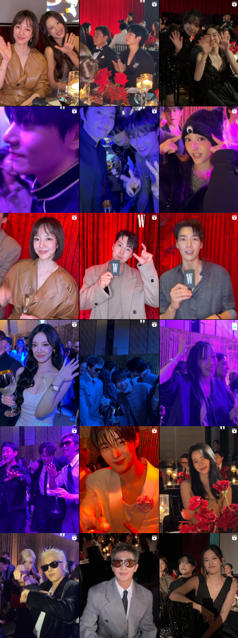 참석 셀럽들의 사진으로 가득한 W코리아 SNS / 소셜미디어