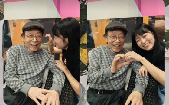 배우 김슬기가 지난 16일 신구와 함께 찍은 사진을 공개했다. 사진 김슬기 인스타그램 캡처