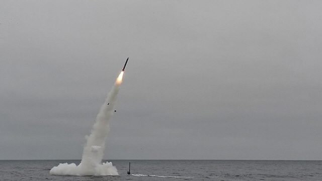 잠수함에서 발사되는 미 해군의 토마호크 순항 미사일 [연합]