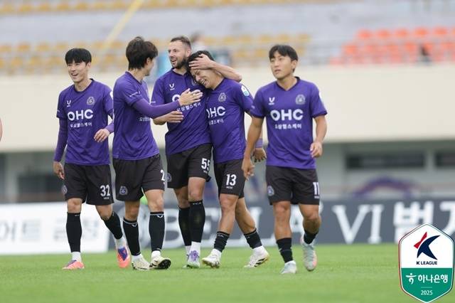 FC안양의 골 세리머니. /사진=한국프로축구연맹 제공