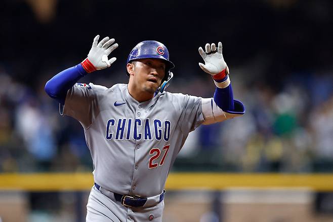 시카고 컵스의 스즈키 세이야는 정규시즌에 32홈런을 터트리는 맹활약을 했다. 그는 포스트시즌에도 컵스 타선을 이끌었다. AFP연합뉴스