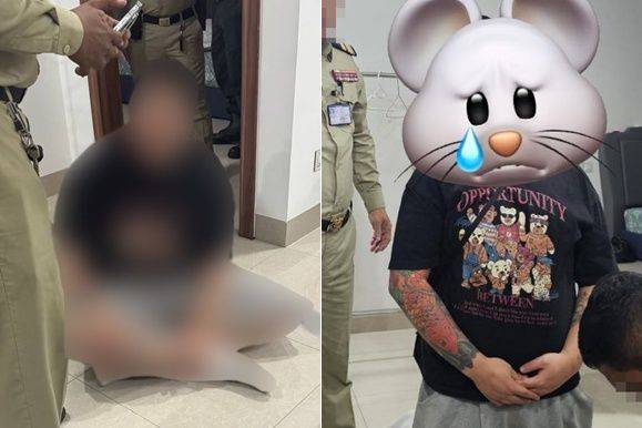 김병주 의원이 캄보디아 현지에서 구출한 청년이라고 홍보한 정모군의 모습(왼쪽 사진). 현지 교민 A씨는 모자이크가 지워진 정군의 사진을 공개하며 김 의원의 구출을 '정치쇼'라고 공개 비판했다. 페이스북 캡쳐