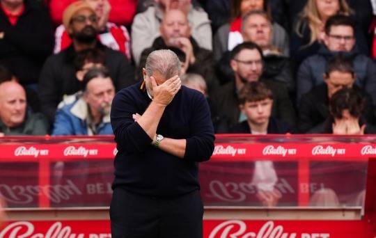 얼굴을 감싸 쥐는 안지 포스테코글루 감독. 사진[AP=연합뉴스]