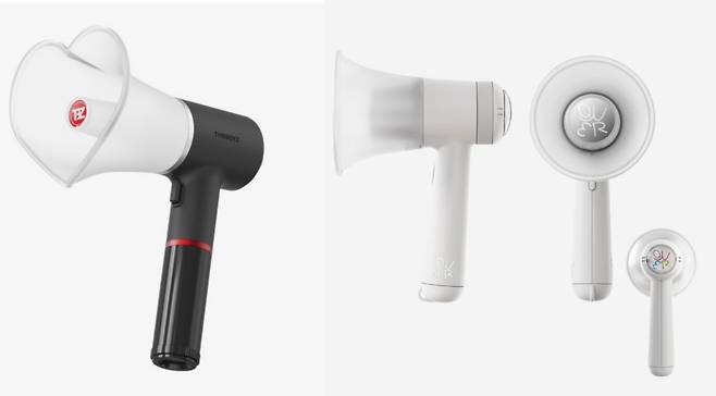 그룹 '더보이즈' 응원봉(왼쪽)과 그룹 'QWER'의 응원봉 ['KREAM', 'WITHMUU' 캡처. 재판매 및 DB 금지]