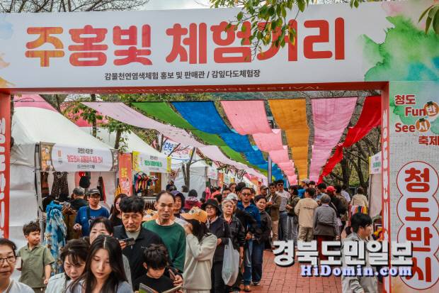 '2025 청도반시축제 및 청도세계코미디아트페스티벌'을 방문한 관람객들이 축제를 구경하고 있다. 사진=청도군 제공