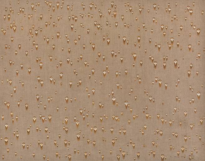 28일 서울옥션 경매에 출품된 김창열 ‘물방울’ (1977년작, 72.5×92.2cm). <서울옥션>