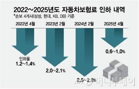 2022~2025년도 자동차보험료 인하 내역/그래픽=최헌정