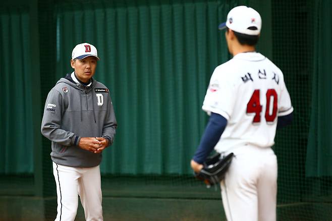 김원형 두산 베어스 신임 감독의 두산 투수코치 시절. (사진=두산 제공). *재판매 및 DB 금지