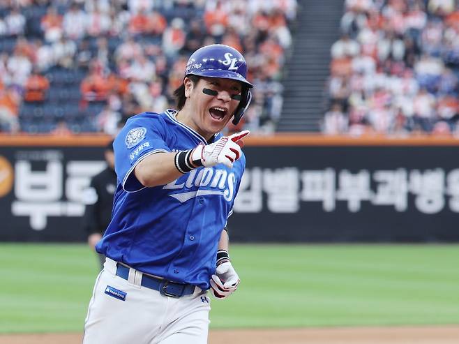 삼성은 PO 1차전 대전 한화와 원정경기부터 홈런포를 쏘아 올리며 타선의 힘을 과시했다. 대전｜뉴시스