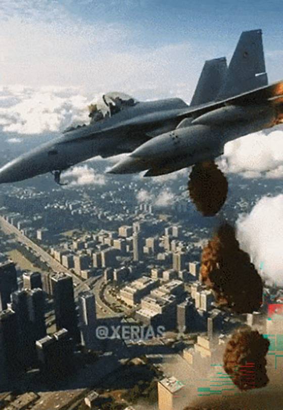 도널드 트럼프 미국 대통령이 노킹스 시위가 열린 18일(현지시간) ‘트루스소셜’ 에 올린 AI 영상. 사진 X 캡처