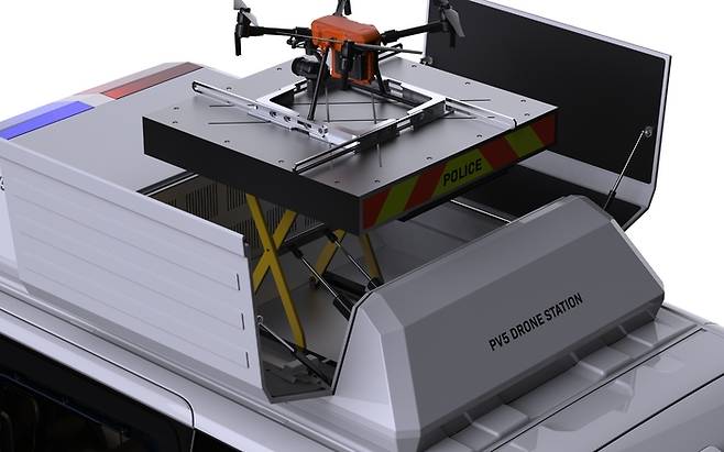 ‘E순찰차’ 상부에 탑재되는 드론 스테이션의 모습. [경찰청]
