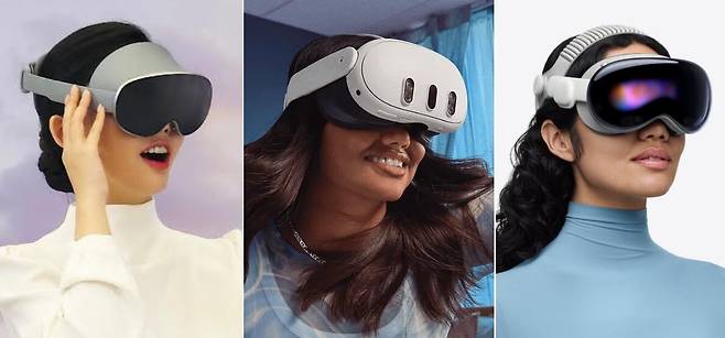 왼쪽부터 삼성전자 '갤럭시XR', 메타 '메타퀘스트3', 애플 '비전 프로'./각사 제공