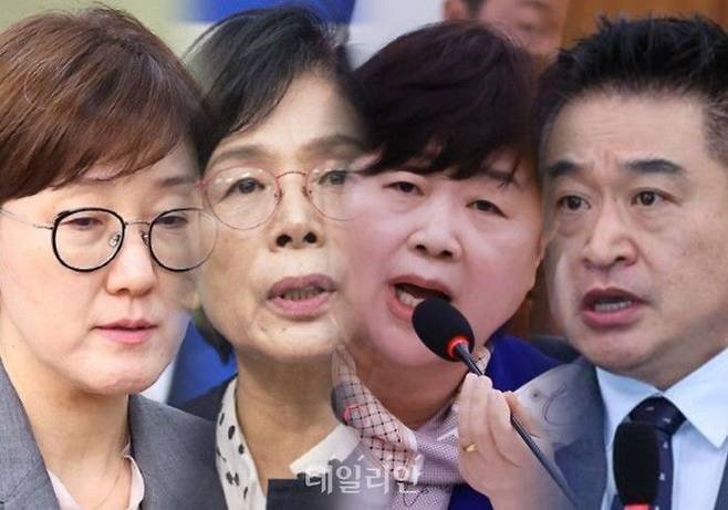 김현지 대통령실 총무비서관, 최민희 더불어민주당 국회의원, 서영교 더불어민주당 국회의원, 최혁진 무소속 의원.(왼쪽부터)ⓒ 데일리안 DB