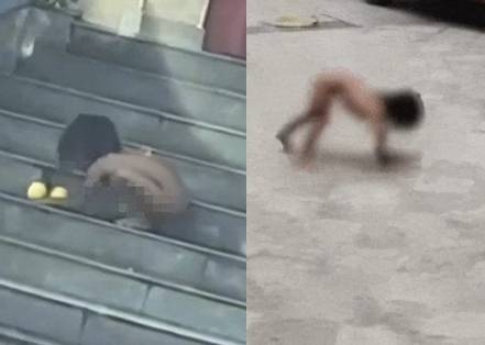 중국의 한 부모가 3살 아들을 발가벗기고 바닥에 기어다니게 하며 짐승처럼 키워 당국이 아동 학대 여부 등에 대한 조사에 나섰다. 자료 : 중국 웨이보