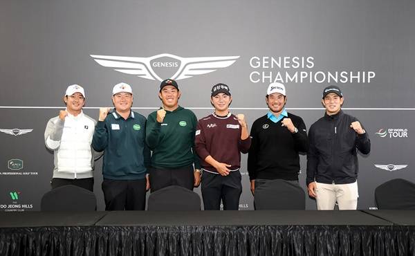 왼쪽부터 최승빈-임성재-안병훈-옥태훈-마쓰야마 히데키-나카지마 케이타 / 사진=KPGA 제공