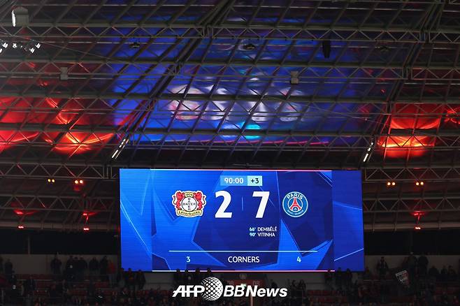 독일 레버쿠젠 원정에서 7-2 대승을 거둔 파리 생제르맹(PSG). /AFPBBNews=뉴스1