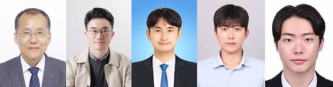 이번 연구를 수행한 UNIST 연구진. 곽지훈(왼쪽부터) 교수, 장지욱 교수, 김광현 연구원, 황선우 연구원, 김태현 연구원.[UNIST 제공]
