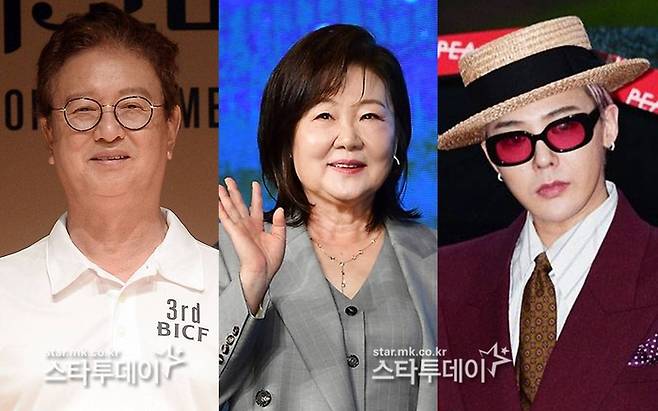 개그맨 고 전유성, 배우 김해숙, 가수 지드래곤. 사진| 스타투데이 DB