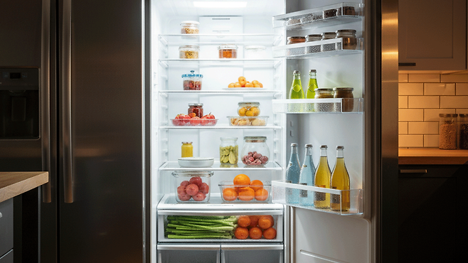 냉장고 보관은 식품을 이물질 없이 씻고, 랩이나 밀폐용기에 밀봉하여 보관하는 것이 기본이다｜출처: 클립아트코리아