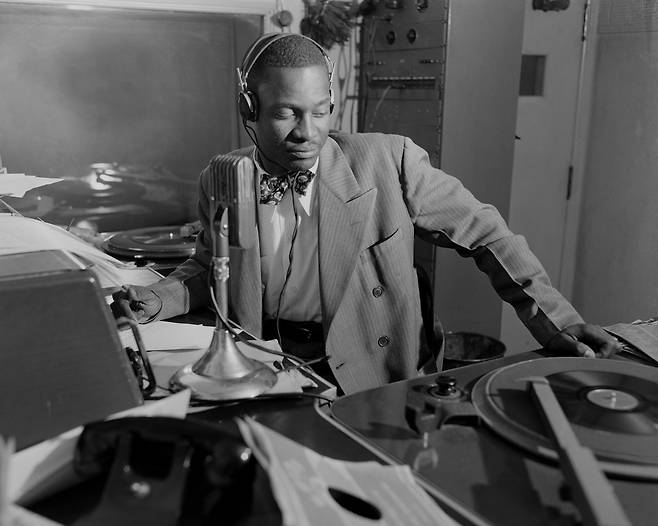 Hooks Brothers Studio, "Nat D. Williams On-Air at WDIA," circa 1950