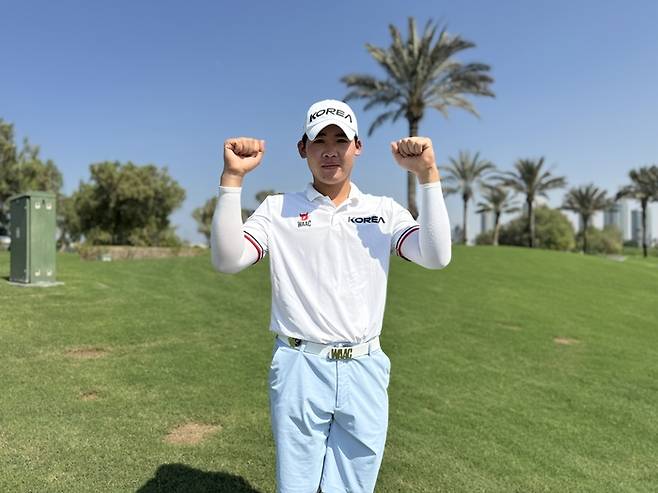 아시아 퍼시픽 아마추어 챔피언십(AAC) 우승 경쟁을 펼치고 있는 안성현이 포즈를 취하고 있다. 임정우 기자