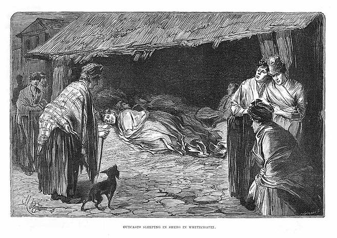 폴 헤르만 나우만, 화이트채플 헛간에서 자는 사람들을 묘사한 London News 일러스트, 1888