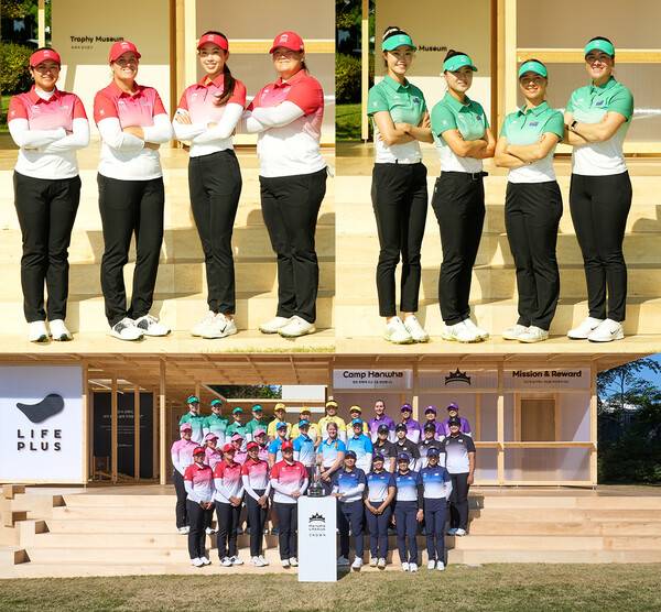 미국여자프로골프(LPGA) 투어 국가대항전 2025 한화 라이프플러스 인터내셔널 크라운 결승에 진출에 진출한 미국, 호주(사진 위). 함께 출전한 대한민국(김효주, 고진영, 최혜진, 유해란 프로), 월드팀, 일본, 태국, 중국, 스웨덴 팀. 사진제공=LPGA (사진을 무단으로 사용하지 마십시오.)