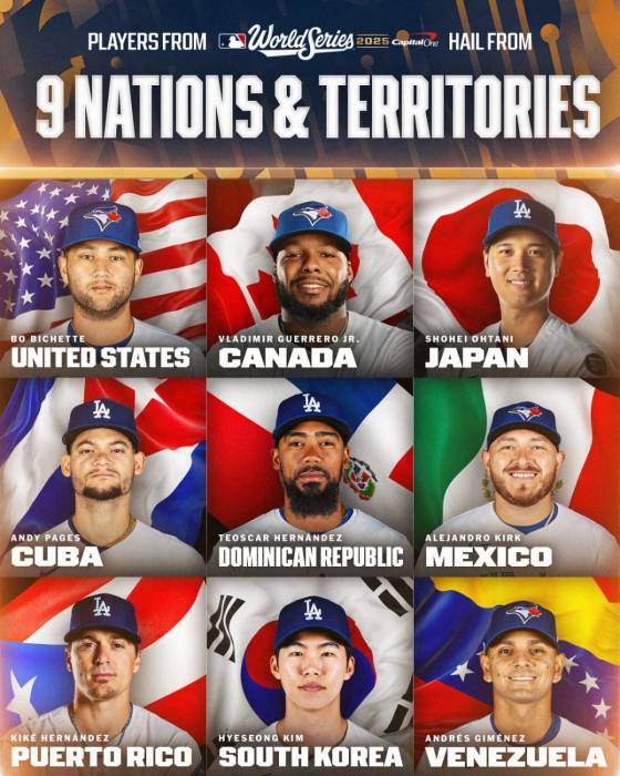 2025 월드시리즈에 출전하는 각 국 대표 선수 9명. /사진=MLB.com 공식 SNS