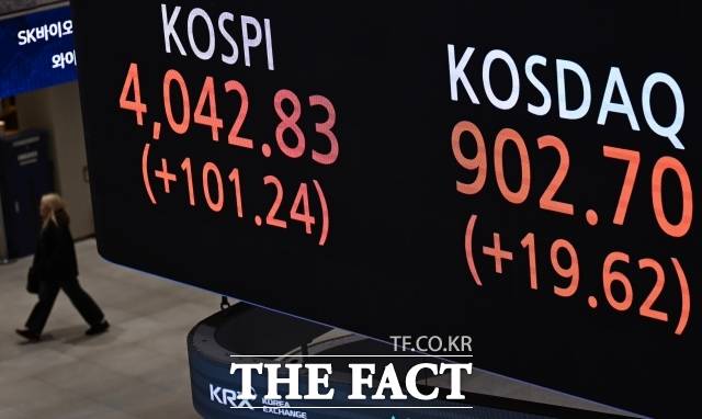 지난 27일 코스피는 사상 처음으로 종가 기준 4000포인트를 돌파했다. 이날 코스닥도 '900닥'에 안착했다. /이새롬 기자