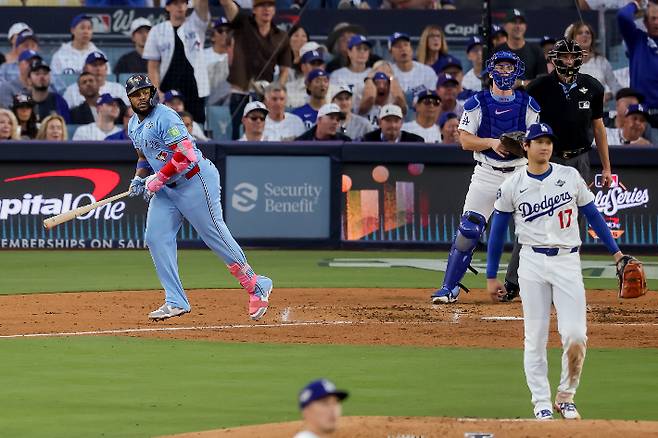 오타니를 상대로 역전 결승 홈런을 때린 토론토 블라디미르 게레로 주니어. 연합뉴스