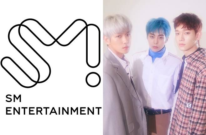 왼쪽부터 SM엔터테인먼트 로고, 백현 시우민 첸. SM엔터테인먼트 제공