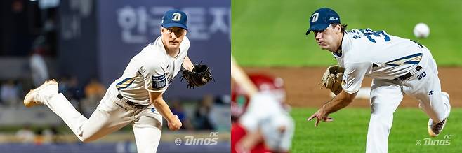 NC 시절 에릭 페디(왼쪽)와 카일 하트. NC 다이노스 제공