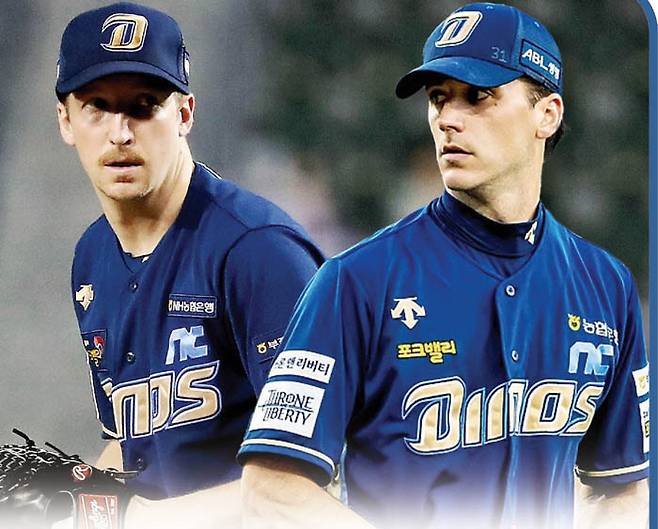 NC 시절 페디(왼쪽)와 하트. NC 다이노스  제공