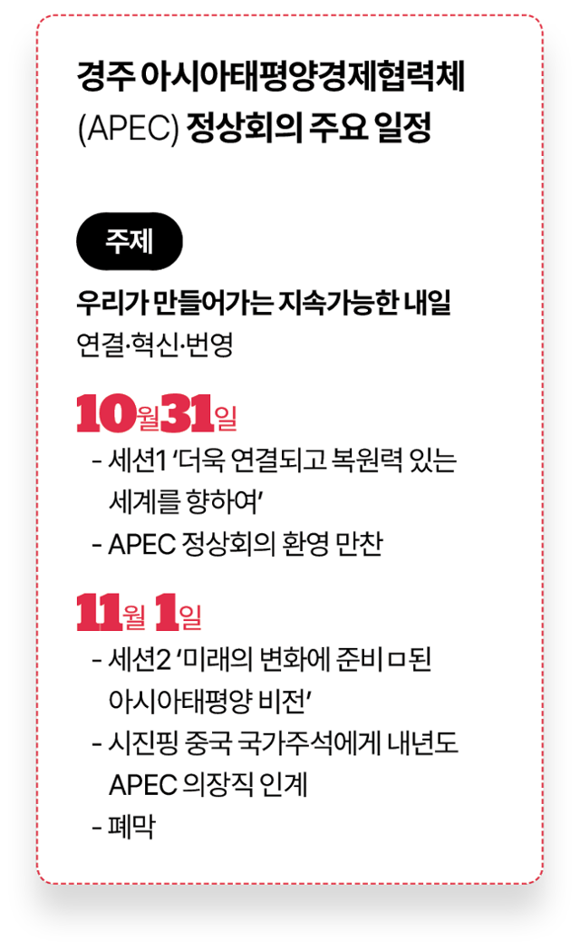 APEC 정상회의 주요 일정. 그래픽=김대훈 기자