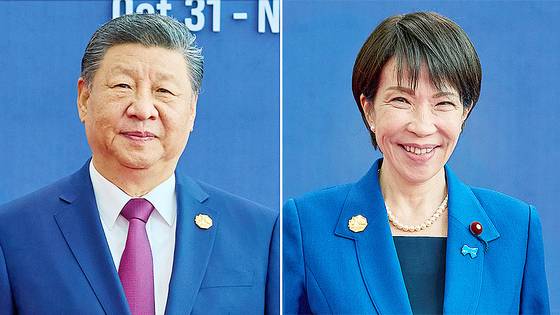Chinese President Xi Jinping, left, and Japanese Prime Minister Sanae Takaichi [NEWS1]