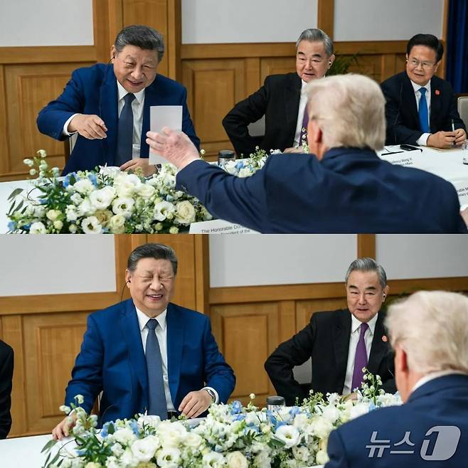 30일 부산 김해기지에서 있었던 미중 정상회담의 비공개 세션 당시 사진을 백악관이 공개했다. (대니얼 토록 사회관계망서비스 엑스)